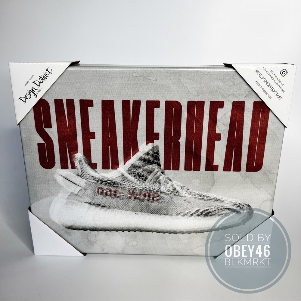 Design District X Adidas Yeezy V2 Zebra Sneakerhead Wall Art New